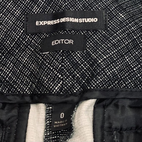 Express Editor Capri Pants Women's Size 0 Black White Plaid Abstract Zip Up - Picture 4 of 7